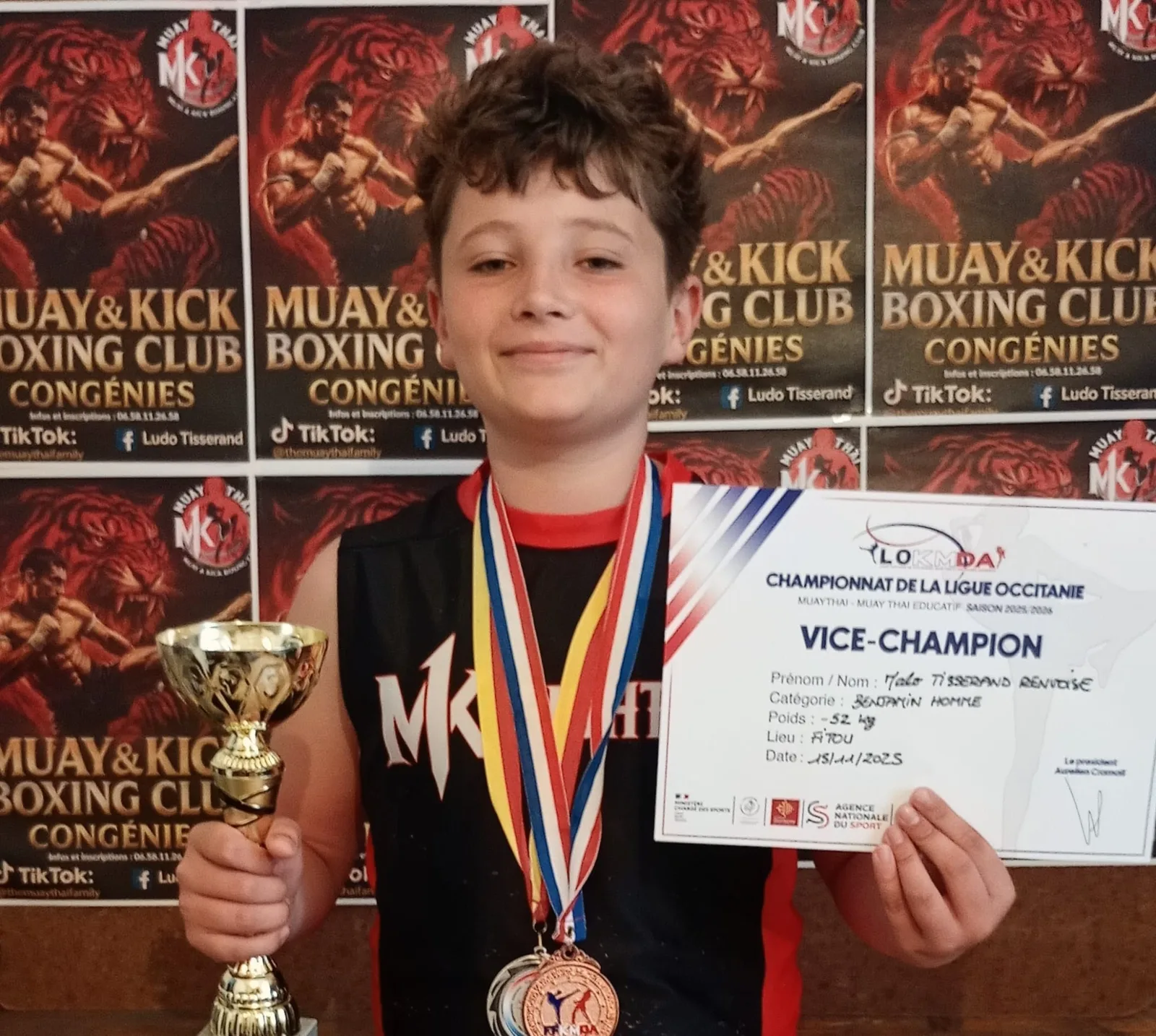 Le jeune vice-champion de la Ligue Occitanie avec sa médaille